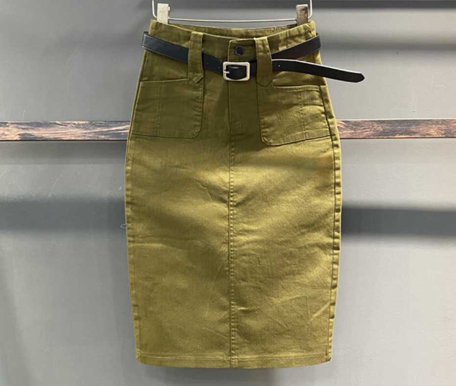 denim skirt women summer casual high waist pacakge hip split knee length ol jeans 210619