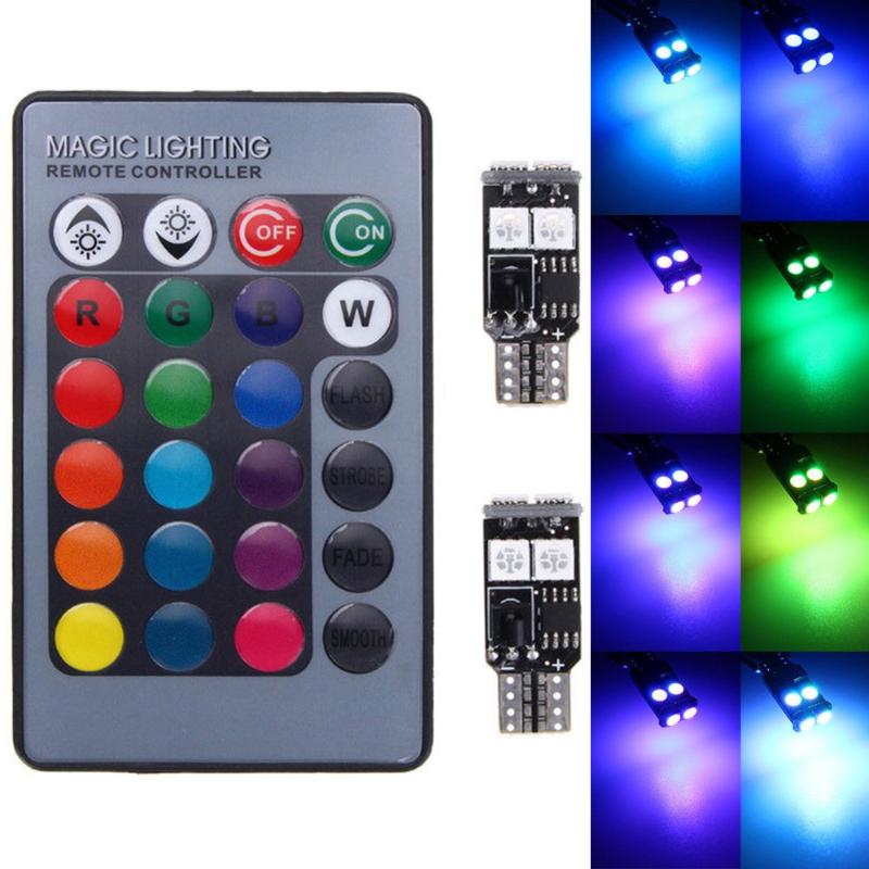Car Headlights 2pcs 12SMD RGB LED Wedge Side Light Reading Lamp Bulb With Wireless Remote Control Interior Decoration Lights
Car Headlights 2pcs 12SMD RGB LED Wedge Side Light Reading Lamp Bulb With Wireless Remote Control Interior Decoration Lights