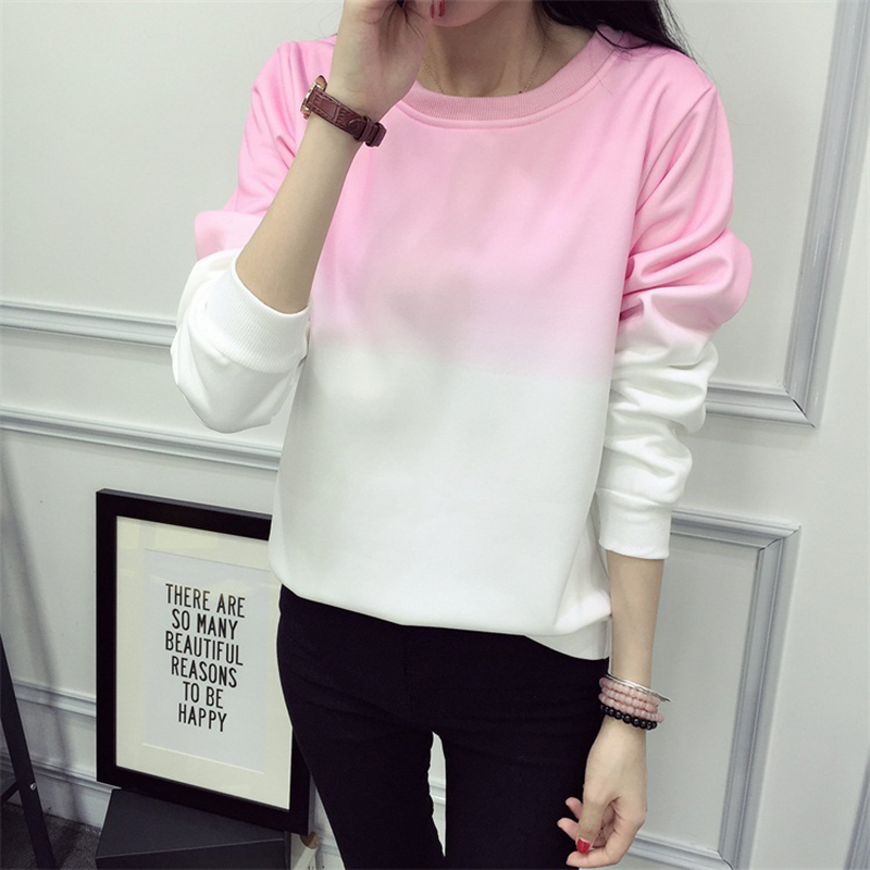 Fall Winter Fashion Cool Gradient Hit Color Women Hoodies Sweatshirt Street Full Sleeve Loose M-XXL Tracksuits Female 201217