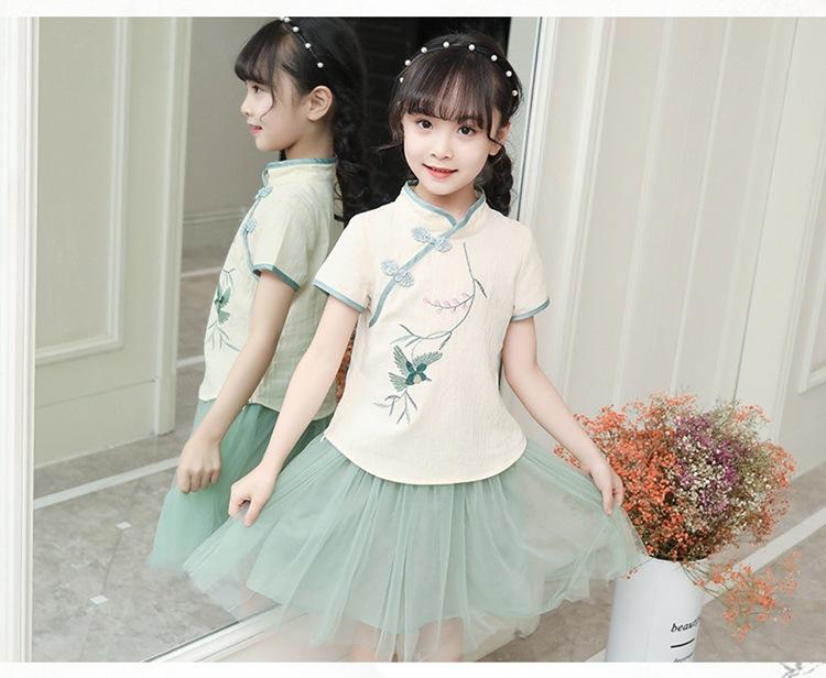 Fashion hipster girl Hanfu new female summer dress baby retro 2 piece set super foreign gas tide little girl Tang suit, Green
Fashion hipster girl Hanfu new female summer dress baby retro 2 piece set super foreign gas tide little girl Tang suit, Green