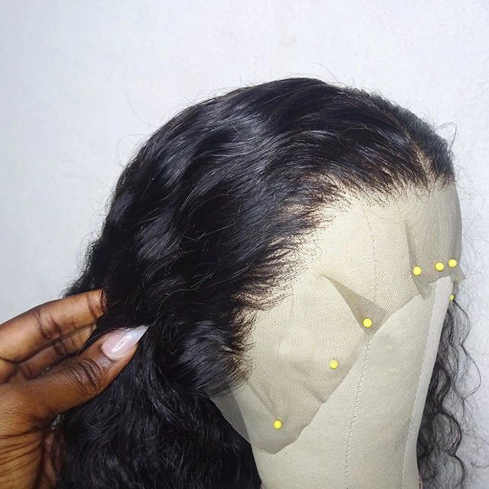 New Deep Wave Brown Ombre Colored Lace Frontal Wig Human Hair Wig 180 Density Synthetic Wig For Black Women