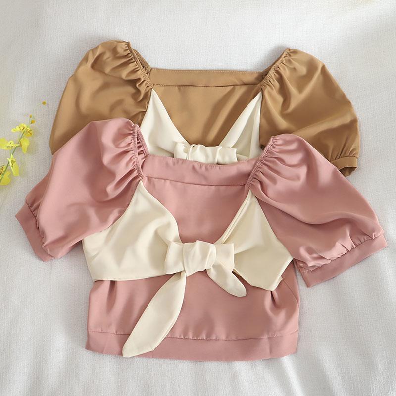 Women's Blouses & Shirts 6849 Niche Design Short Shirt Sweet Bow Girl Heart Summer Thin T-shirt Sleeve Top, White
Women's Blouses & Shirts 6849 Niche Design Short Shirt Sweet Bow Girl Heart Summer Thin T-shirt Sleeve Top, White