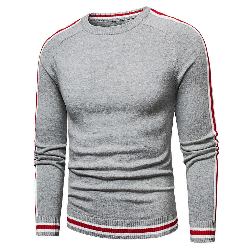 Luulla Men Spring Casual Knitted 100% Cotton Striped Sweaters Pullover Men Autumn Fashion Classic O-Neck Sweaters Men 211018