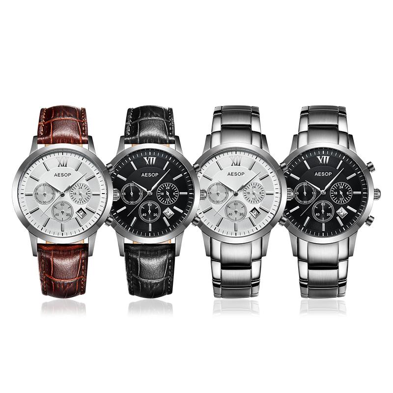 Wristwatches Aesop Sapphire Crystal Watch Men Sport Quartz Stopwatch Wristwatch Auto Date Leather Male Clock Relogio Masculino Hodinky 9966g, White silver box
Wristwatches Aesop Sapphire Crystal Watch Men Sport Quartz Stopwatch Wristwatch Auto Date Leather Male Clock Relogio Masculino Hodinky 9966g, White silver box