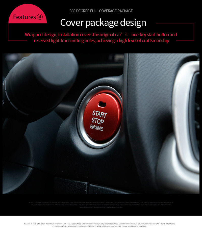 New Car Start Stop Engine Ignition Push Button Ring Aluminum Alloy Styling Accessories Cover for Mazda Enclave Cx345 Atez