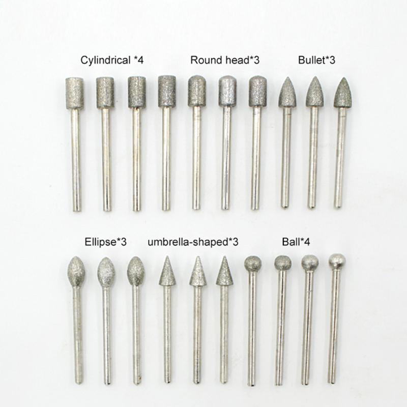 Professional Hand Tool Sets 20pcs Diamond Grinding Head Wheel Dremel Rotary Burs Set Accessories Drill Burr Bits 3*6mm
Professional Hand Tool Sets 20pcs Diamond Grinding Head Wheel Dremel Rotary Burs Set Accessories Drill Burr Bits 3*6mm