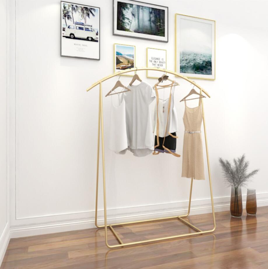 Men's and women's wear display rack Commercial Furniture clothes shelf clothing store cloth show arc racks floor type gold shoe hanger