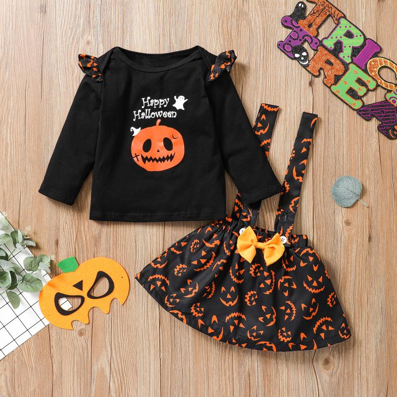 Clothing Sets Girls Pumpkin Print Clothes Set Letter Long Sleeve O-neck T-shirt Suspender Skirt With Bow-knot, White
Clothing Sets Girls Pumpkin Print Clothes Set Letter Long Sleeve O-neck T-shirt Suspender Skirt With Bow-knot, White
