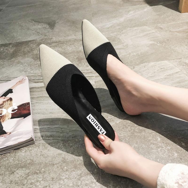 New Slippers Women Fashion Knitting Pointed Women Half Slides Mules Loafers Casual Slipper Female Summer Shoes Flat Sandals, Beige 
New Slippers Women Fashion Knitting Pointed Women Half Slides Mules Loafers Casual Slipper Female Summer Shoes Flat Sandals, Beige