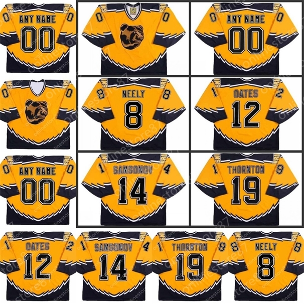 12 ADAM OATES 8 CAM NEELY 14 SERGEI SAMSONOV 19 JOE THORNTON Boston Bruins 1995 yellow Hockey Jersey, Black
12 ADAM OATES 8 CAM NEELY 14 SERGEI SAMSONOV 19 JOE THORNTON Boston Bruins 1995 yellow Hockey Jersey, Black