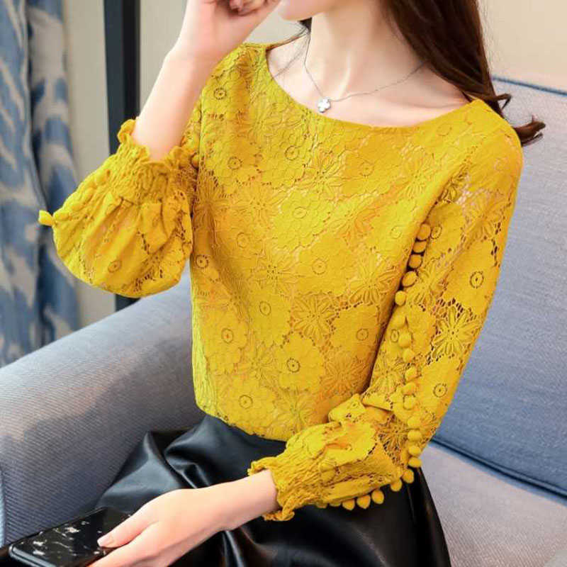 Women Spring Autumn Style Lace Blouses Shirts Lady Casual Long Sleeve O-Neck Blusas Tops DF1898 210609, Green
Women Spring Autumn Style Lace Blouses Shirts Lady Casual Long Sleeve O-Neck Blusas Tops DF1898 210609, Green