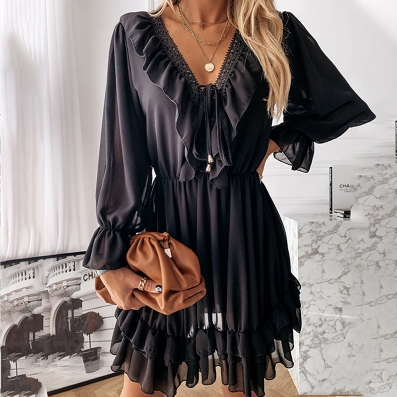 Spring Long Puff Sleeve Black Wrap Dress Women Elegant Ruffles Sexy Deep V Neck Party Mini Dresses Summer Female Office Vestidos 210603
Spring Long Puff Sleeve Black Wrap Dress Women Elegant Ruffles Sexy Deep V Neck Party Mini Dresses Summer Female Office Vestidos 210603