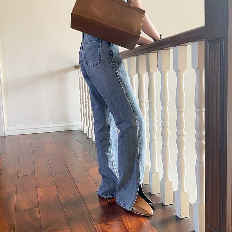 Spring Split Wide Leg Pants Women Korean Loose Casual High Waist Trousers Vintage Retro Office Lady Mujer Pantalones 13A285 210525