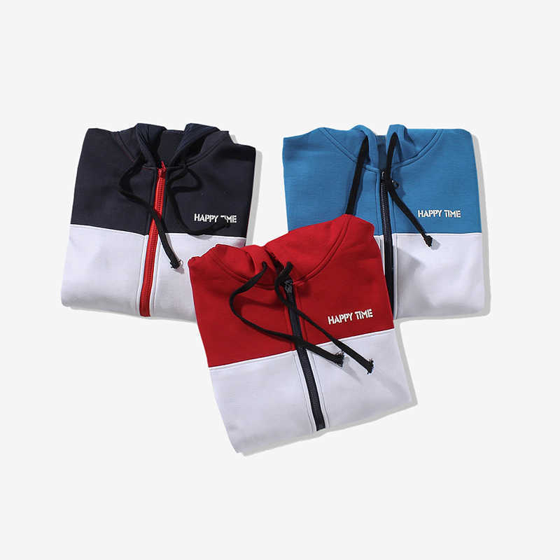 Men's Hoodies Zipper Cardigan Hoodies Men Fashion Patchwork Tracksuit Male Sweatshirt 210927