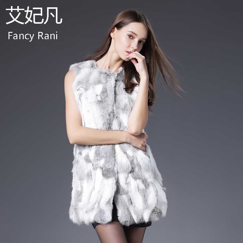Real Fur Vest Women Rabbit Coat for Winter Autumn Girls Sexy Coats Fashion Outwear High Quality 211019
