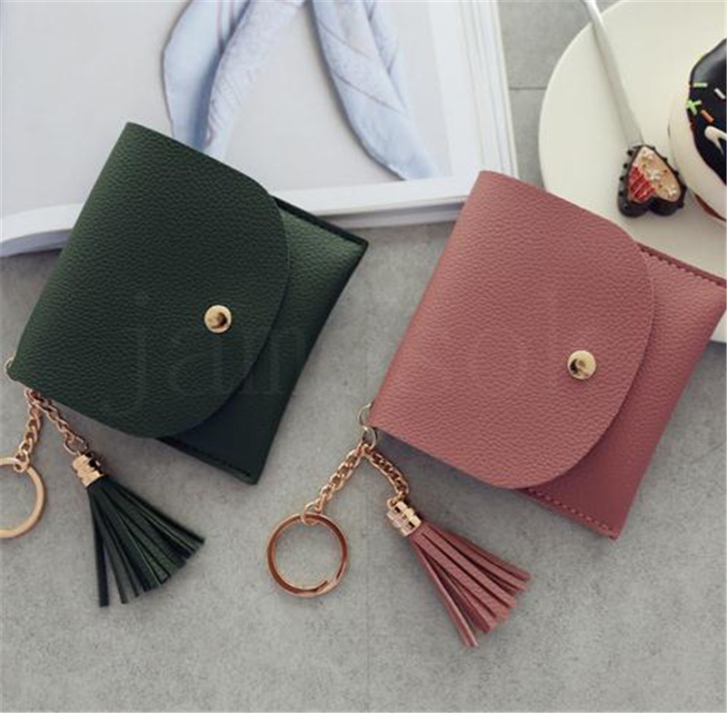 Wallets Women Coin Purse Ladies Pu Leather Tassel & Metal Ring Clutch Keychain Thin Key Bag Card Holders Mini Pouch DB502 Y260206