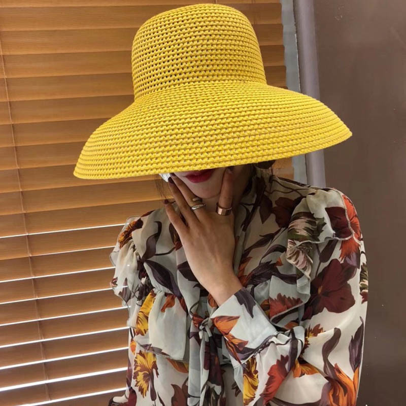 2021 New Women Classical Wide Brim Cloche Summer Floppy Uv Protection Beach Lady Yellow Paper Straw Packable Derby Sun Hat Ygdt, Yellow brim 13.5cm
2021 New Women Classical Wide Brim Cloche Summer Floppy Uv Protection Beach Lady Yellow Paper Straw Packable Derby Sun Hat Ygdt, Yellow brim 13.5cm
