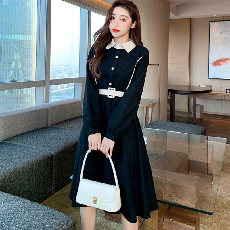 Arrival Spring Temperament High Waist party Dress Women Turn Down Collar Long Sleeve Fashion A-line Dresses With Belt 210526, Photo color
Arrival Spring Temperament High Waist party Dress Women Turn Down Collar Long Sleeve Fashion A-line Dresses With Belt 210526, Photo color