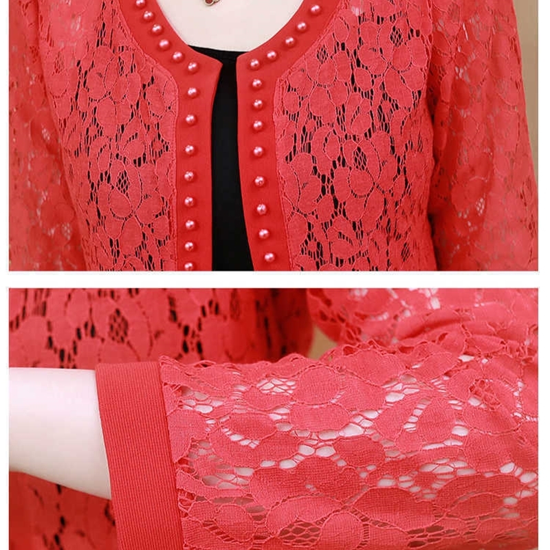 womens jackets and coats long sleeve beading hollow lace women jacket chaquetas mujer casaco feminino jacket women T200319