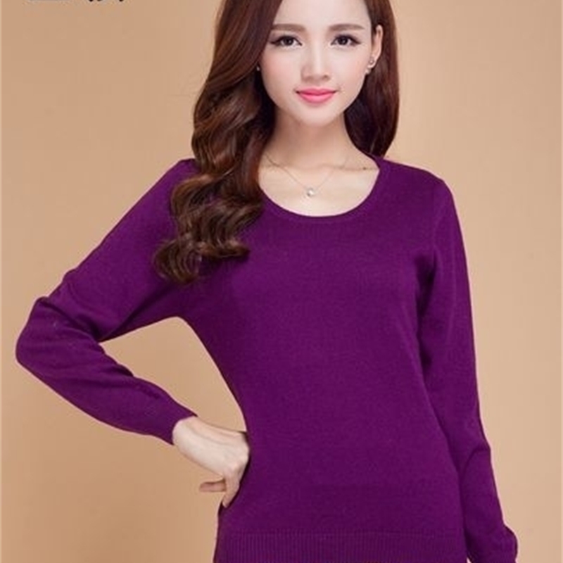 High Quality Pure Colors Autumn Winter NEW European Style Women Fashion Outwear Pullovers Knitted Cashmere Sweater Lady Big Size T200319