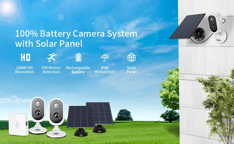 Hiseeu WK-2C30TZ 2MP WIFI IP Battery Free Air Camera Solar Panel With No Chargeable Wire Proof Dwaterproof Water Pyr Alarm Wireless Suite