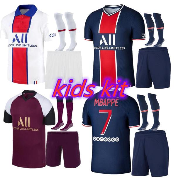 20/21 Paris kids kit soccer jersey maillot 2020 2021 mbappe ICARDI Enfant Maillot de foot uniform Paris CAVANI VERRATTI football shirt kits