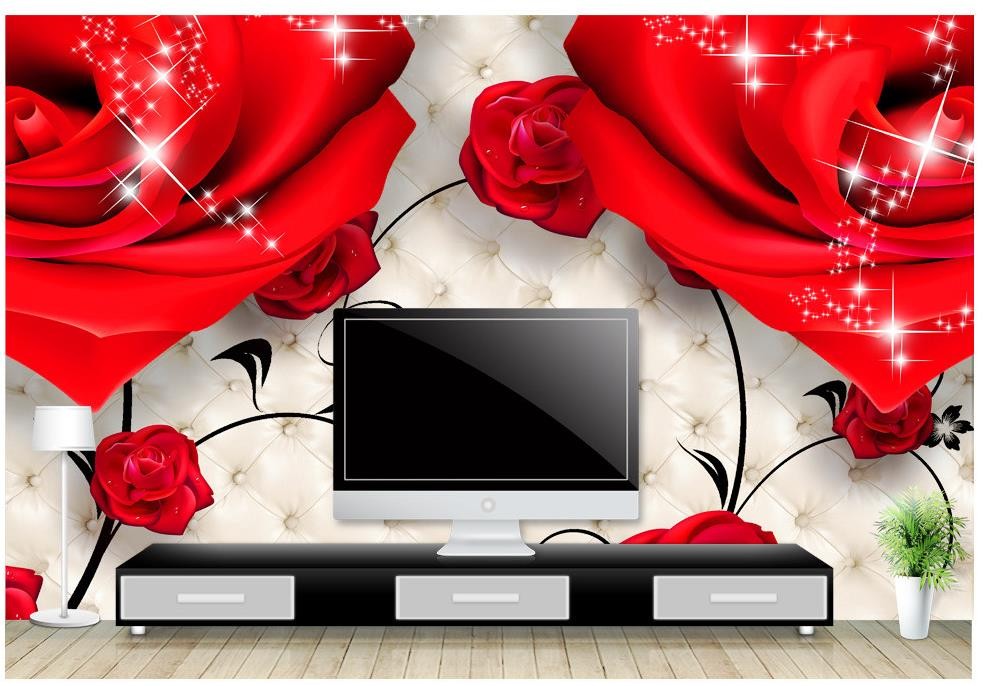 Custom photo Rose Soft Pack TV backdrop wallpaper flowers 3d mural paintings stereoscopic 3d wallpaper