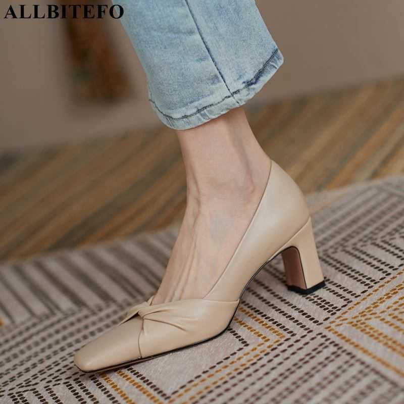 ALLBITEFO large size:33-43 genuine leather thick heels office ladies shoes sweet bowtie women high heel shoes alons hauts femme 210611, As picture 
ALLBITEFO large size:33-43 genuine leather thick heels office ladies shoes sweet bowtie women high heel shoes alons hauts femme 210611, As picture