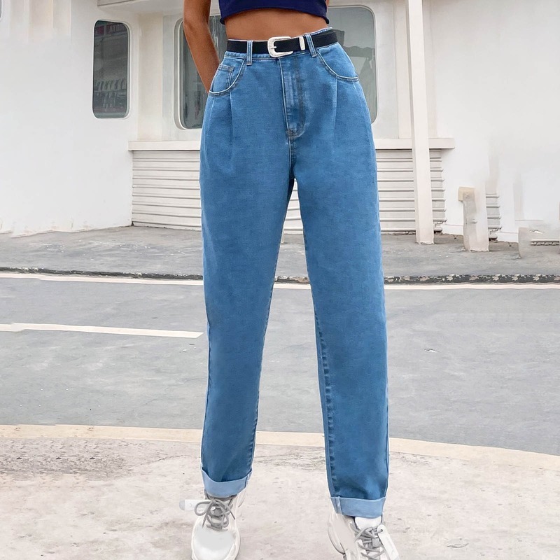 2021 New Comfortable Women's Fashion High Waist Pocket Jeans Slim Fit Straight Pants Vufl, Bu 
2021 New Comfortable Women's Fashion High Waist Pocket Jeans Slim Fit Straight Pants Vufl, Bu