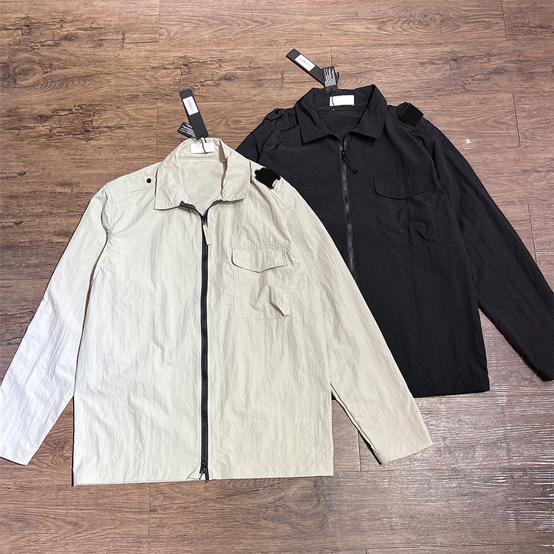 Unisex Man Autumn Patch Logo Coat Button Men Jacket Long Sleeve Women Letter Print Clothes Zipper CoatS Casual Style Outdoor Top Spring High Quality
