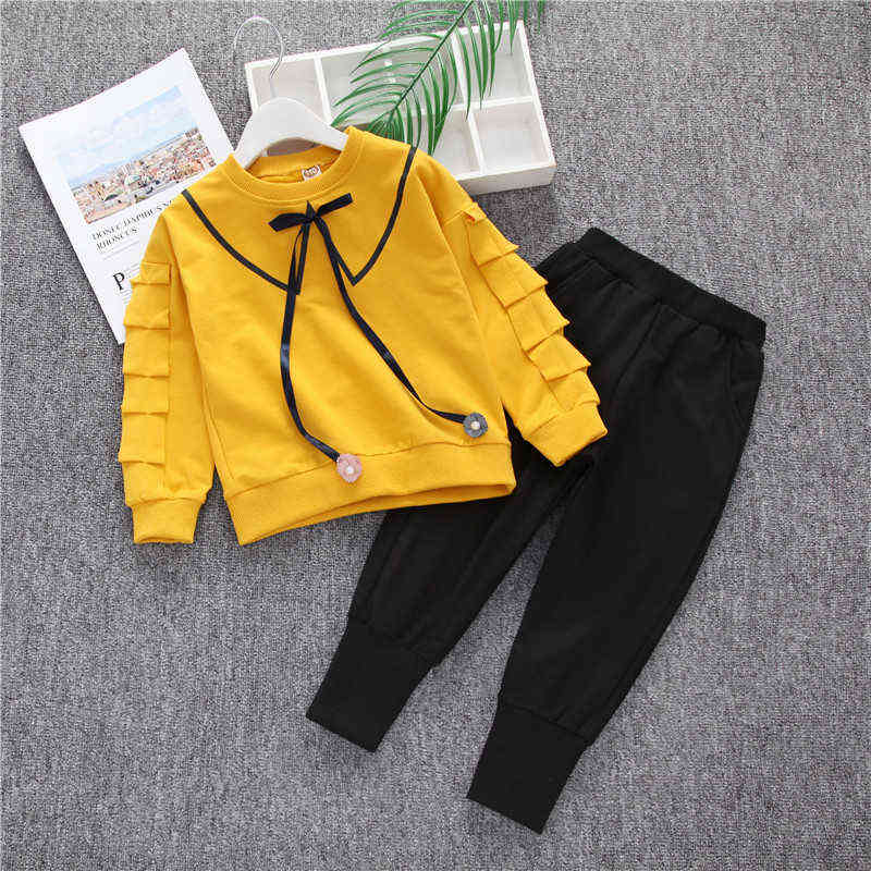 Girls Clothing Sets Kids Long Sleeve Shirts Pants Suits Autumn Winter Baby Girl Clothes 5 6 7 8 9 10 12 Years 211104