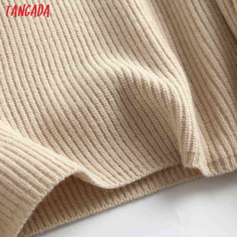 Tangada Women High Quality Elegant Woolen Knitted Sweater Jumper Winter Oversize Pullovers Chic Tops 6D108 211109