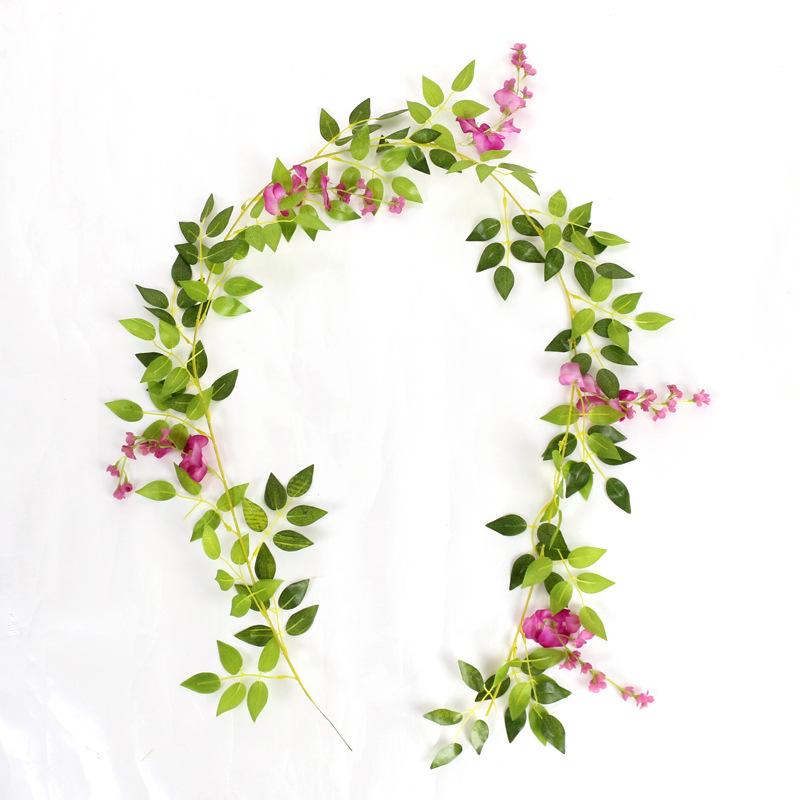 Silk Rose Vine Hanging Artificial Flowers for Wall Decoration Rattan Fake Plants Leaves Wisteria Garland Wedding Home Decoration
