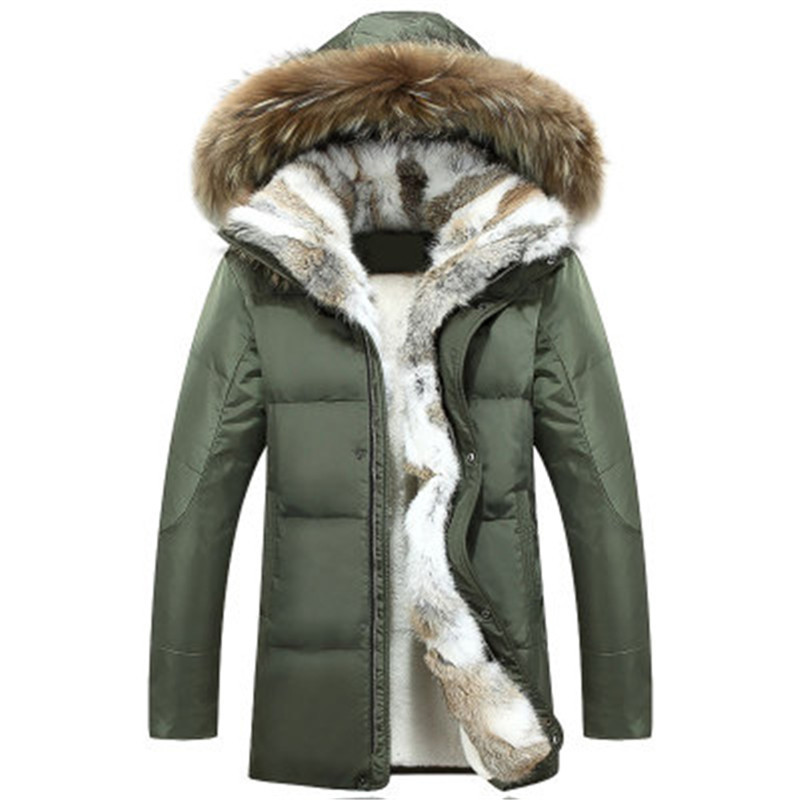 winter Men and women duck down jacket men's coat parkas warm Rabbit fur collar Hooded Warm Down Coat Male Parkas men 201225