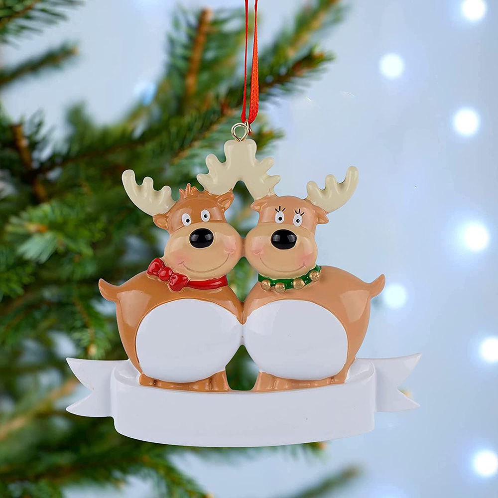 Christmas Reindeer Ornaments Xmas Trees Resin Customized DIY Name Family of 3 5 Gift Hang Decorations Pendant Home Decro