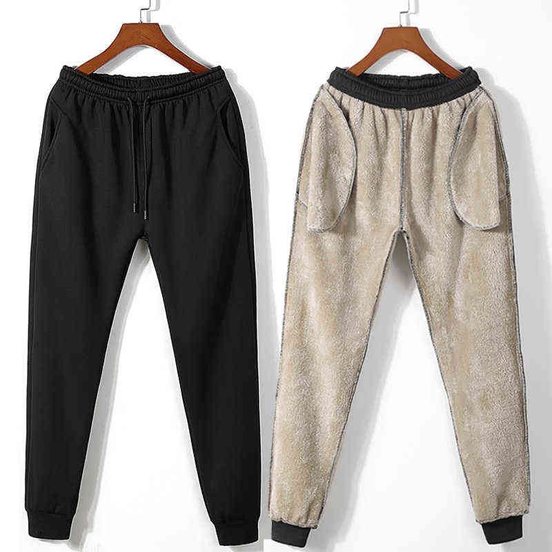 Men's Winter Pants Outside Warm Joggers Thicken Men Sweatpants Heavyweight Streetwear Fleece Trousers Men Pant 211112
