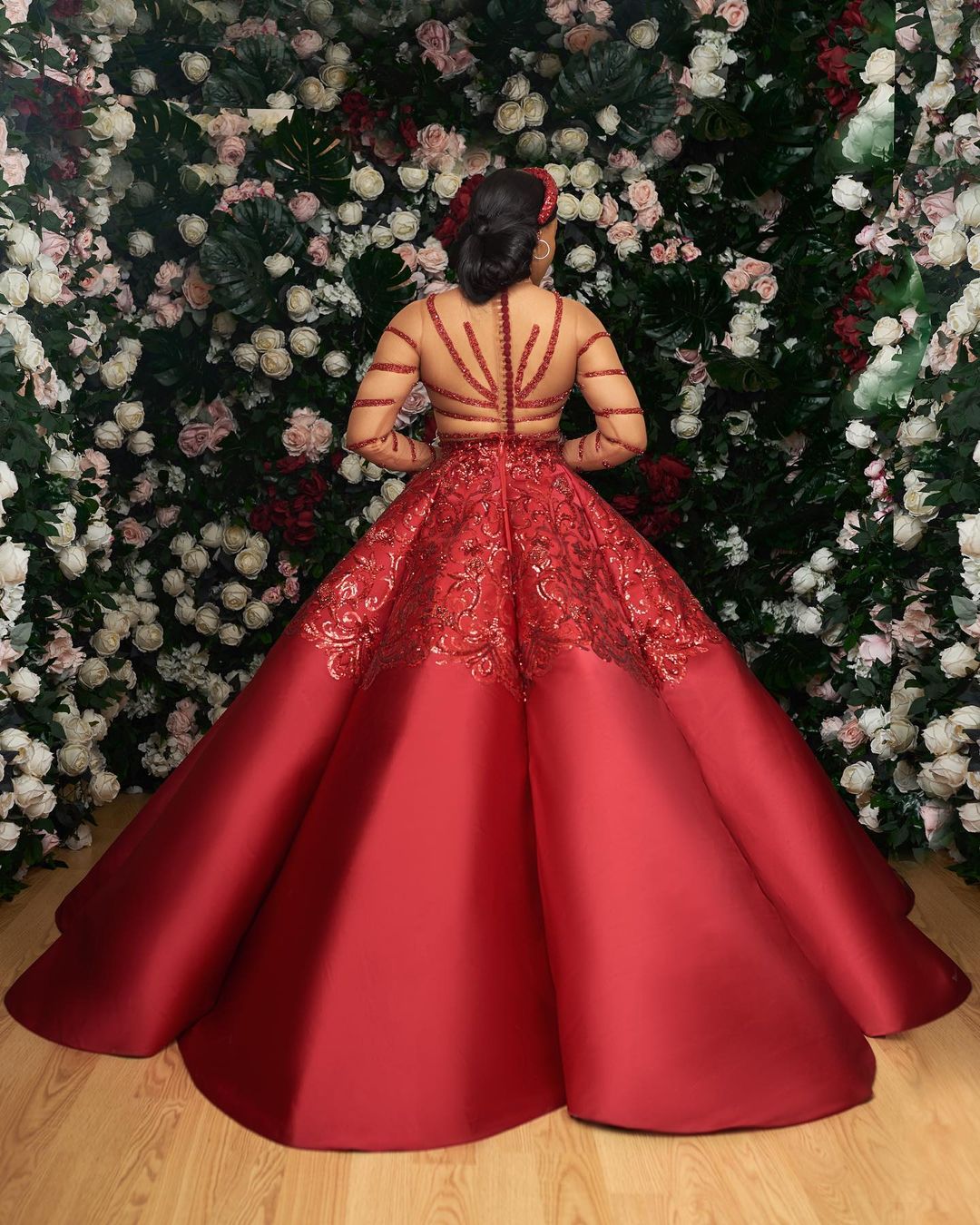 aso ebi arabic luxurious lace burgundy evening dresses beaded sheer neck prom dresses satin formal party second reception gowns zj624
