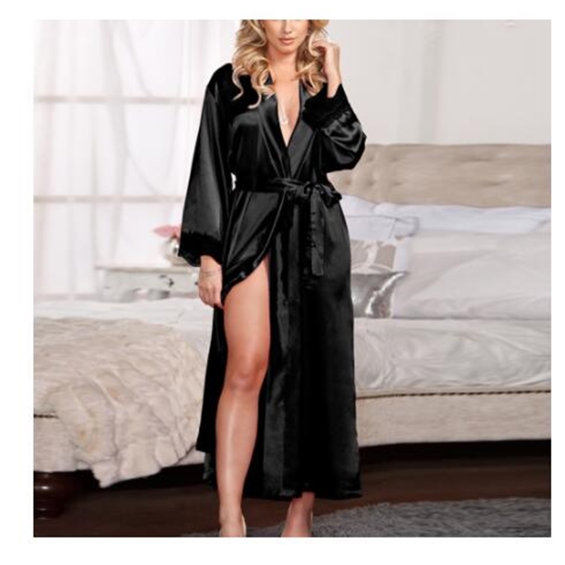 Fashion Loose Soft Comfortable Night Robe Women Belt Bathrobe Women's Sleep Sexy Sleepwear Shift 2017 Select 3 Color 210203