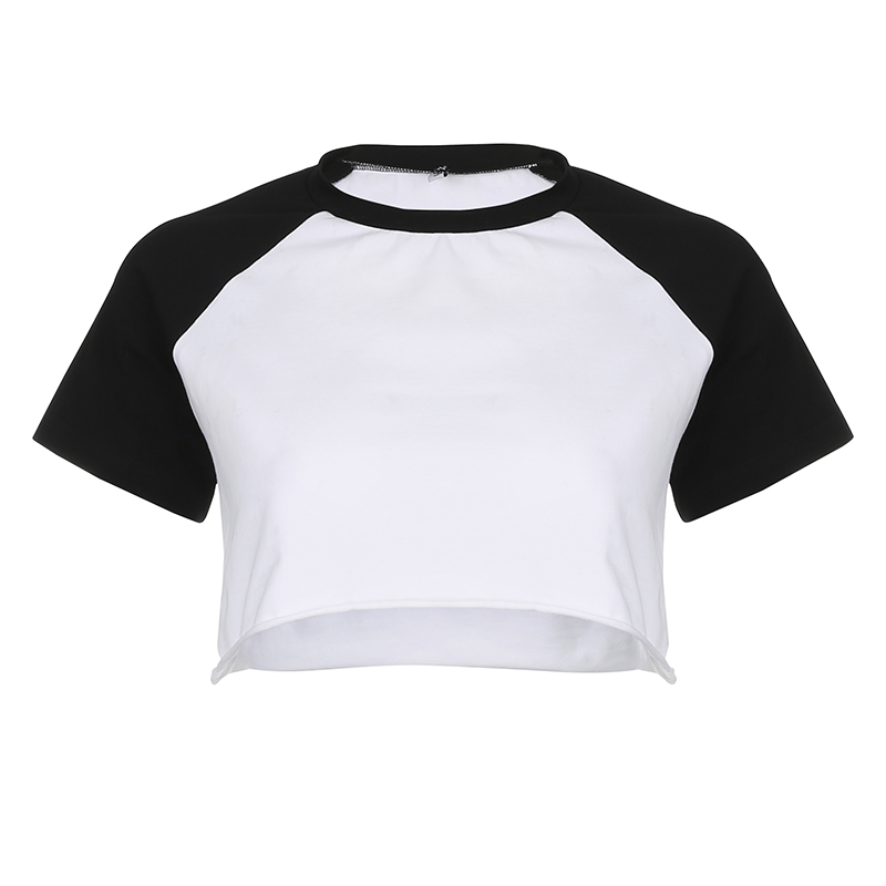 Rockmore 100%Cotton Black T shirt Women Short Sleeve Casual Printed Korean Tshirts Female Harajuku Womens Crop Tops Tees Summer 210306