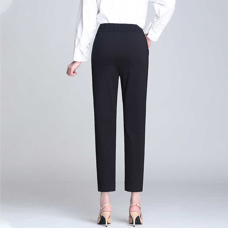 Trousers Women Ankle-length Capris Female Leggings Pantalon Femme Workwear Slim High Waist Elastic Casual Woman Pants 210608