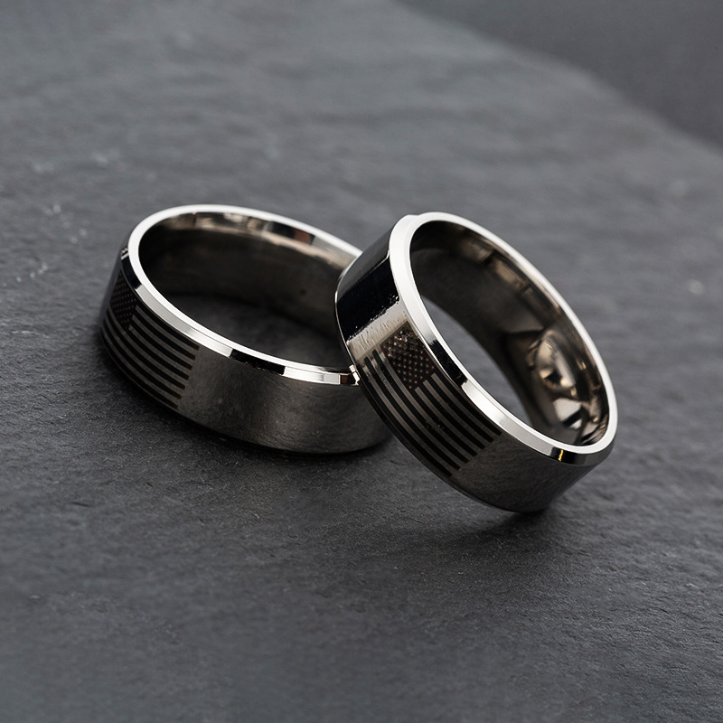 8MM Creative Stainless Steel USA Flag Ring for Men Women Party Sport Rings Top Quality No Fade Color Full Size Free Shipping