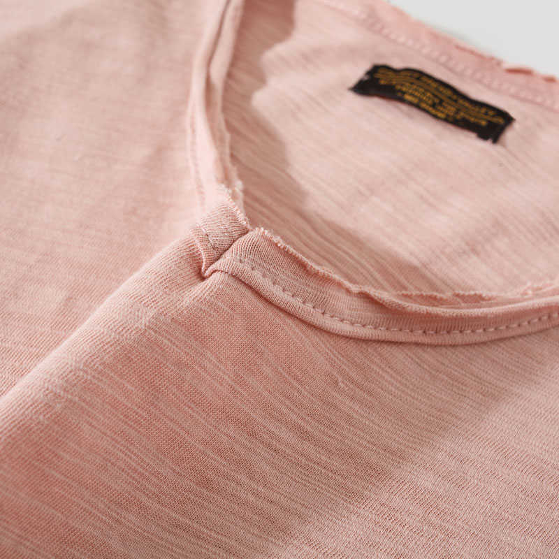 Summer Men T-Shirt Solid Color 100% Cotton V-Neck Short Sleeve Men T Shirt Classical Basic High Quality Casual Tees Fashion Tops 210623