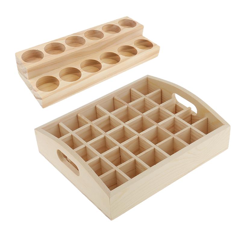2pcs/set Wood Essential Oil Box Displaying Case Organizer Holder Rack Stand Shelf Perfect for Retail Stores Home Storage