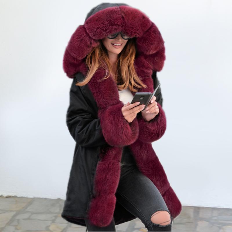 Women's Down & Parkas 2021 Fashion Street Style Good Warm Thick Faux Fur Fuzzy Winter Parka Coat Outwear