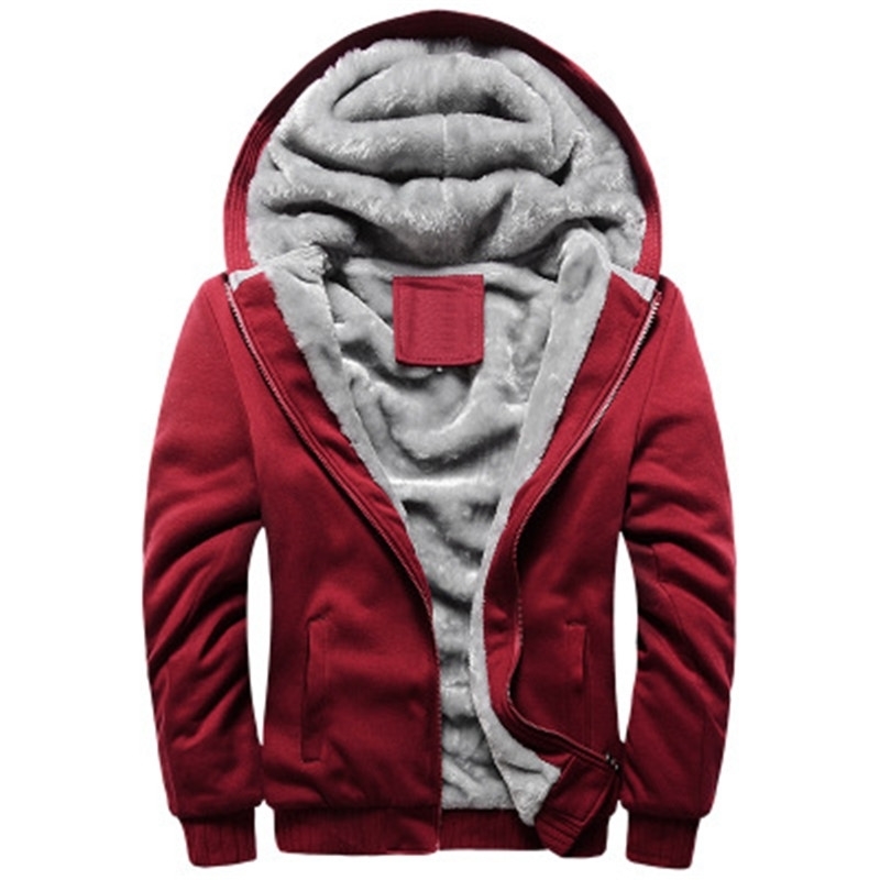 Black Hoodies Men Winter Jacket Fashion Thick Men's Hooded Sweatshirt Male Warm Fur Liner Sportswear Tracksuits Mens Coat 201128