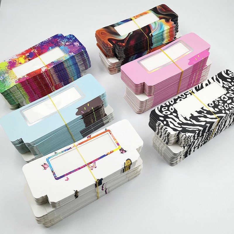 Leopard Eyelash Package Boxes Butterfly Printing False Eyelashes Packaging Rectangular Empty Eyelash Box Case Lashes Box Packaging