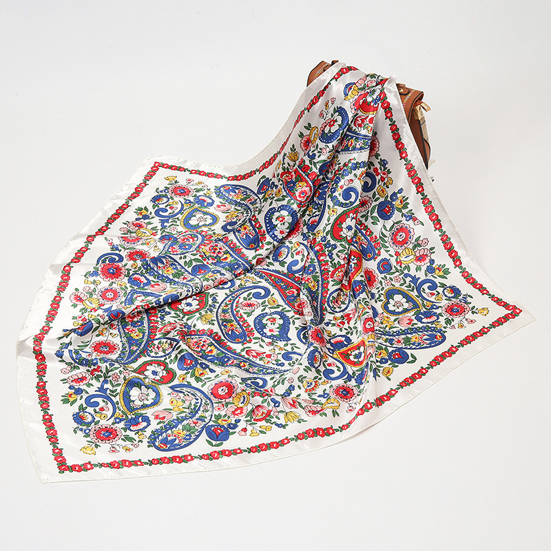 Bohemia Printed Silk Scarves Women 90*90cm Square Head Hijab Scarf Ladies Spring Shawl Wrap Muffler Pareo Bandanna Female