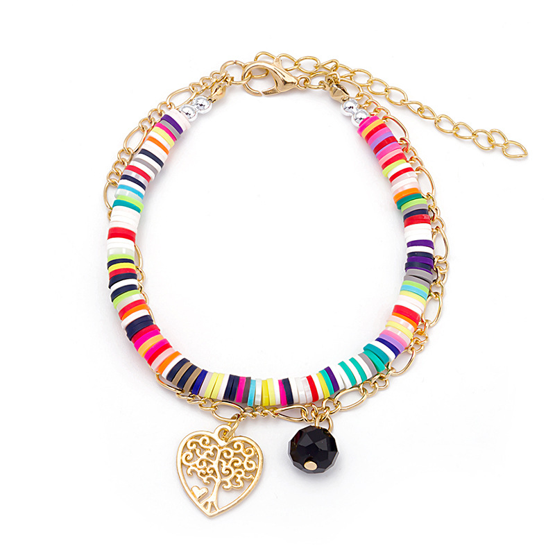 Polymer Clay Heishi Beads Strands Evil Eye Pearl Charm Bracelet Summer Beach Jewelry