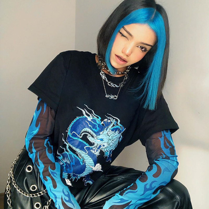 Harajuku Loose Patchwork Mesh Print Tshirt Women Gothic Punk Long Sleeve Aesthetic Tops Female Autumn Y2K Streetwear, White
Harajuku Loose Patchwork Mesh Print Tshirt Women Gothic Punk Long Sleeve Aesthetic Tops Female Autumn Y2K Streetwear, White