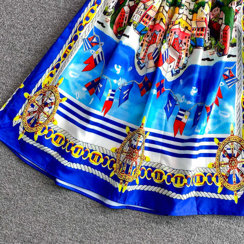 DEAT Women Printing Sling Dress Slash Neck Sleeveless Arrivals Lady Sexy Fashion Temperament Spring Summer 11D1401 210709